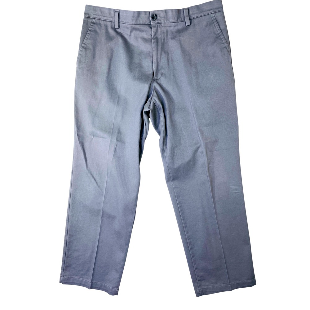 Dockers Classic Fit Mens Grey Chino Pants Flat Front Straight Leg Trousers 34x30